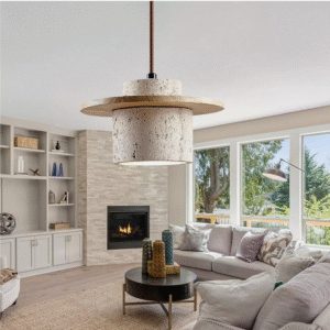 Lustre en Pierre Jaune Wabi-Sabi